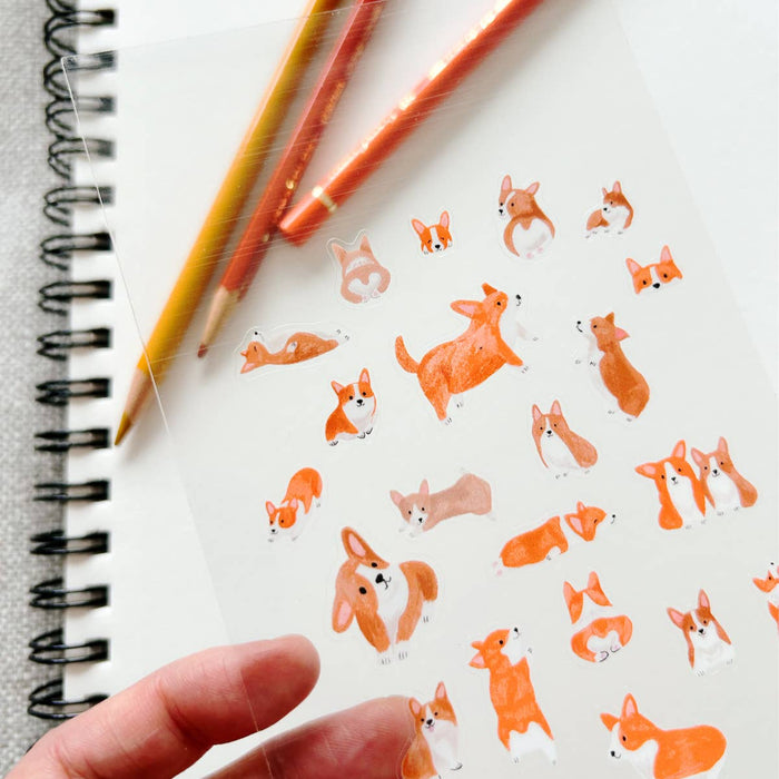 Corgis Clear Sticker Sketches