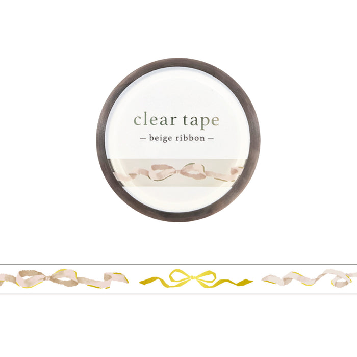 Mind Wave Foil-Stamped Clear Tape - Beige Ribbon