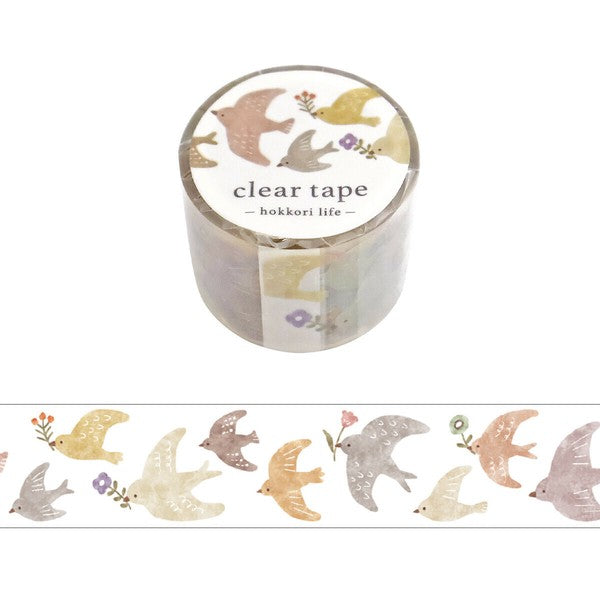 Mind Wave 'Hokkori Life' Series Clear Tape - Birds