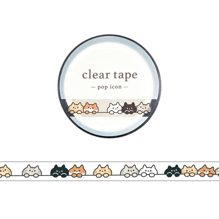 Mind Wave 'Pop Colour' Series Clear Tape - Peeking Cat