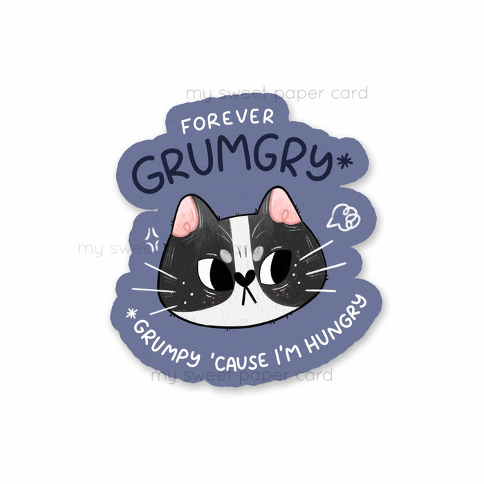 Forever Grumgry Tuxedo Cat Vinyl Sticker