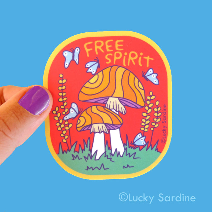 Free Spirit Mushroom & Butterfly Vinyl Sticker