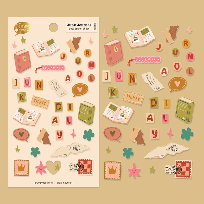 Daily Junk Journal Deco Washi Sticker Sheet
