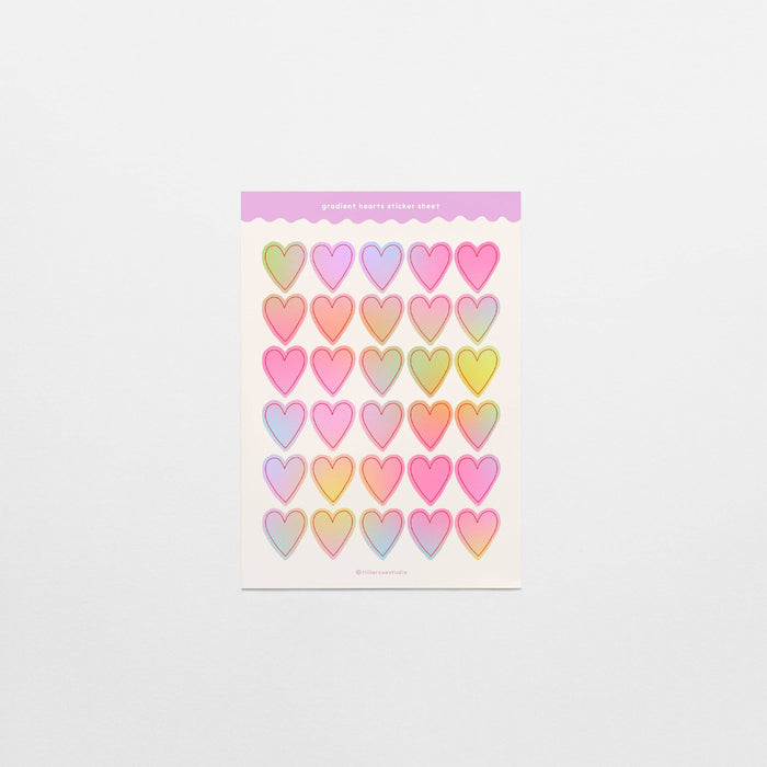 Pastel Gradient Hearts Sticker Sheet