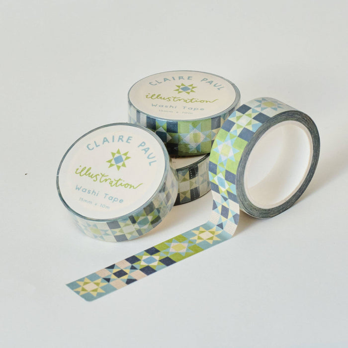 Patchwork Star Washi Tape - Blue