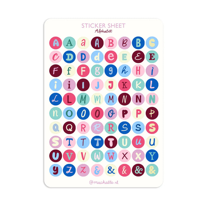 A5 Sticker Sheet - Round Alphabet