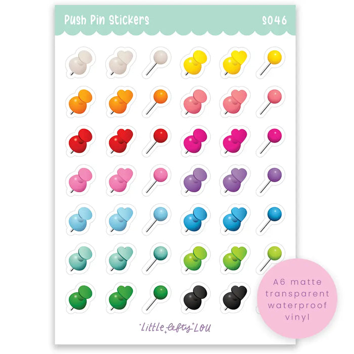 A6 Push Pin Clear Sticker Sheet