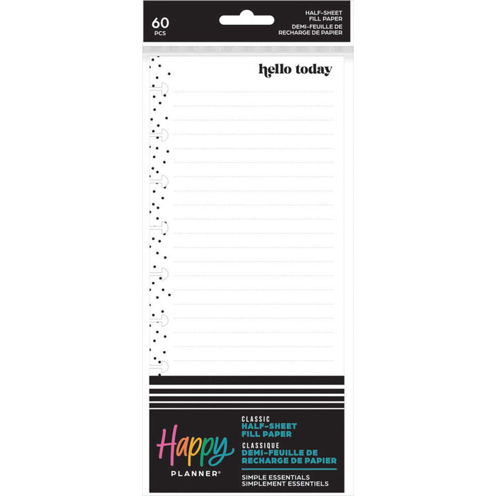 The Happy Planner 'Everyday Simple Essentials' CLASSIC HALF-SHEET Filler Paper