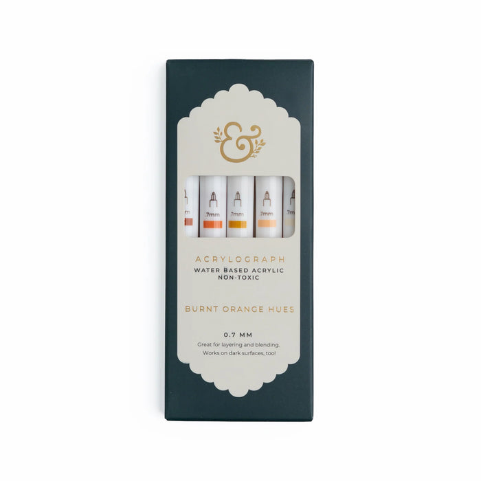 Acrylograph Pens Set of 5 - Burnt Orange Hues