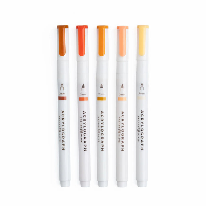 Acrylograph Pens Set of 5 - Burnt Orange Hues