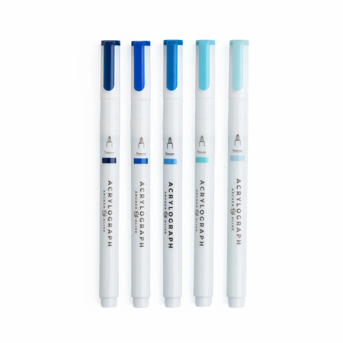 Acrylograph Pens Set of 5 - Indigo Hues