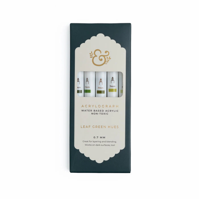 Acrylograph Pens Set of 5 - Leaf Green Hues