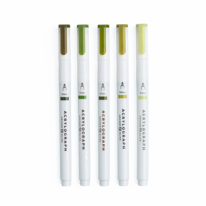 Acrylograph Pens Set of 5 - Leaf Green Hues