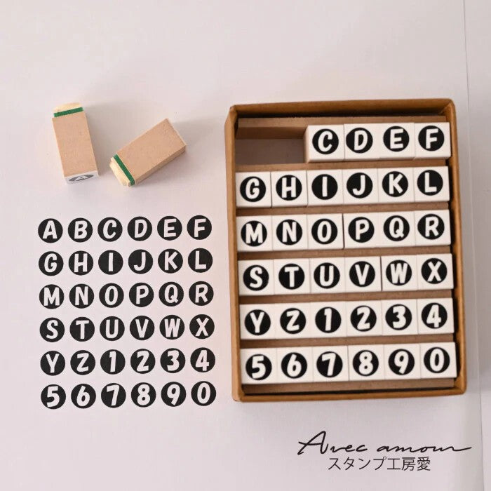 Wood Stamp Set - Alphabet & Numbers