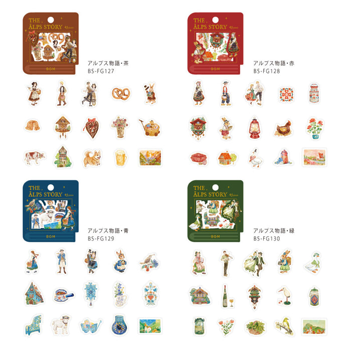 BGM 'Alps Story' Washi Paper Deco Stickers - Red