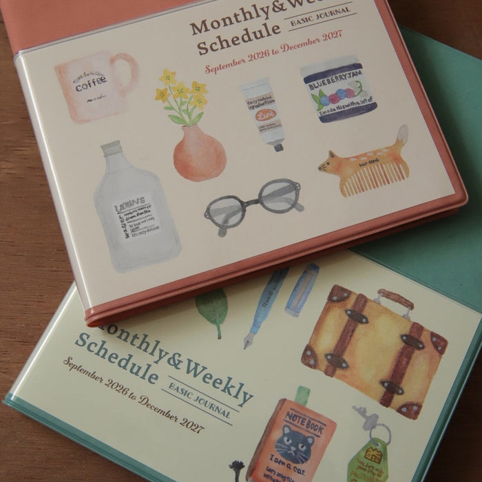 2027 B6 Monthly & Weekly Planner - Mint Green Travel