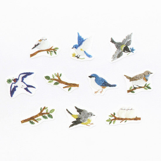 Bande Washi Tape Sticker Roll - Birds in Embroidered Forest