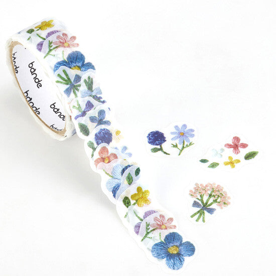 Bande Washi Tape Sticker Roll - Small Flowers Blooming in Embroidered Forest