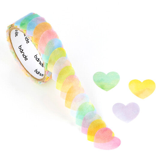 Bande Washi Tape Sticker Roll - Pastel Watercolour Hearts