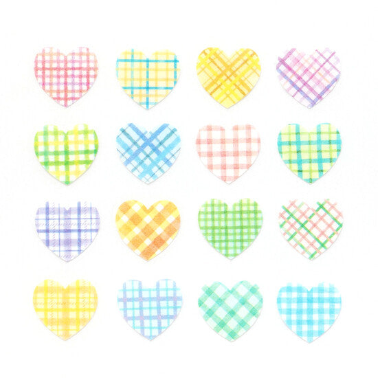 Bande Washi Tape Sticker Roll - Pastel Check Watercolour Hearts