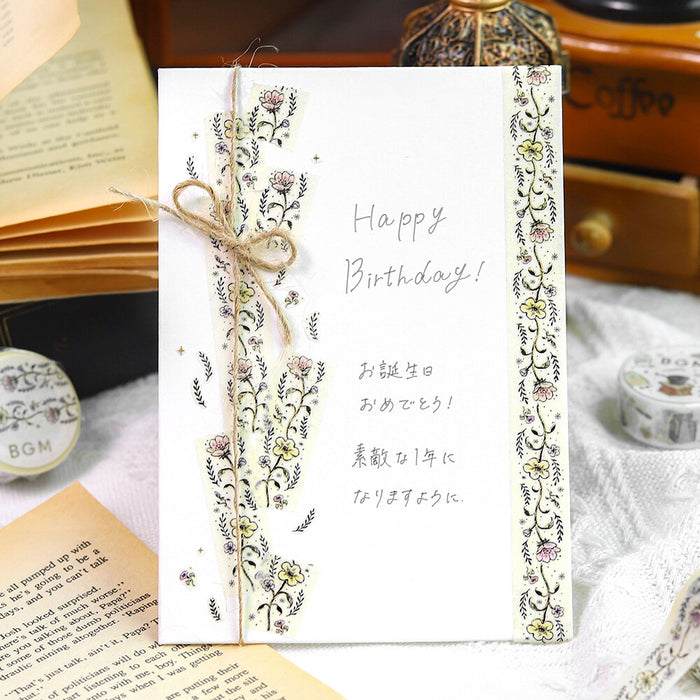 BGM Japan Foil Washi Tape - Flower Sketch