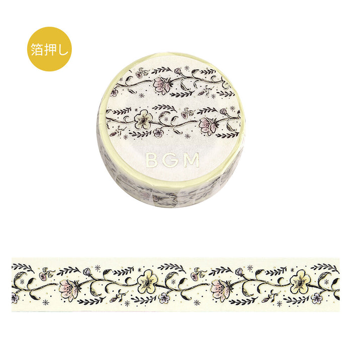BGM Japan Foil Washi Tape - Flower Sketch