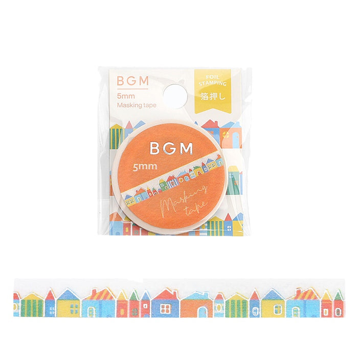 BGM 5mm Silver Foil Skinny Washi Tape - Adorable House