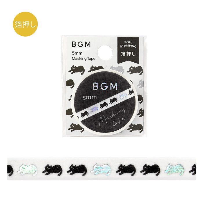 BGM 5mm Foil Stamped Washi Tape - Black Kitty