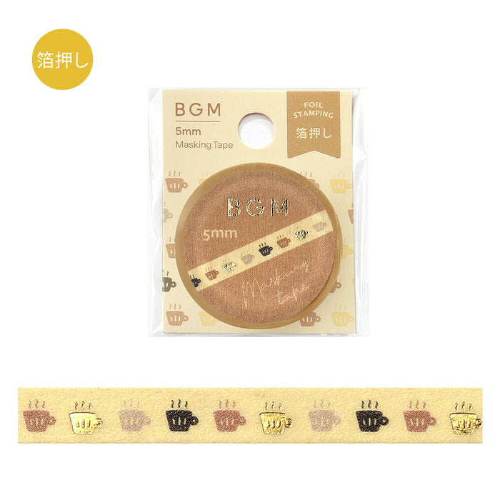 BGM 5mm Foil Stamped Washi Tape - Tea Time