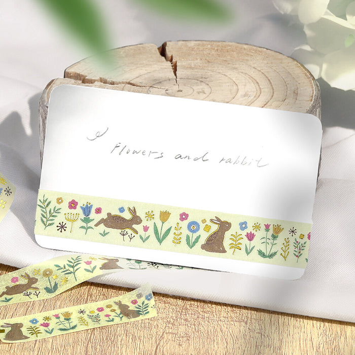 BGM 'Nordic Forest' Foil Washi Tape - Flowers & Rabbits