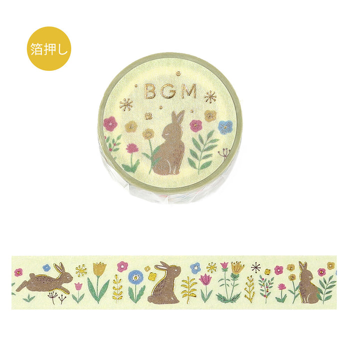 BGM 'Nordic Forest' Foil Washi Tape - Flowers & Rabbits