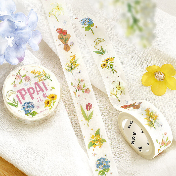 BGM Japan Foil Washi Tape - Lots of Bouquets