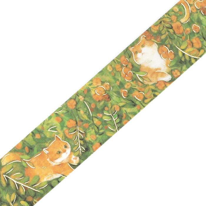 BGM Japan Foil Washi Tape - Flowers & Cats