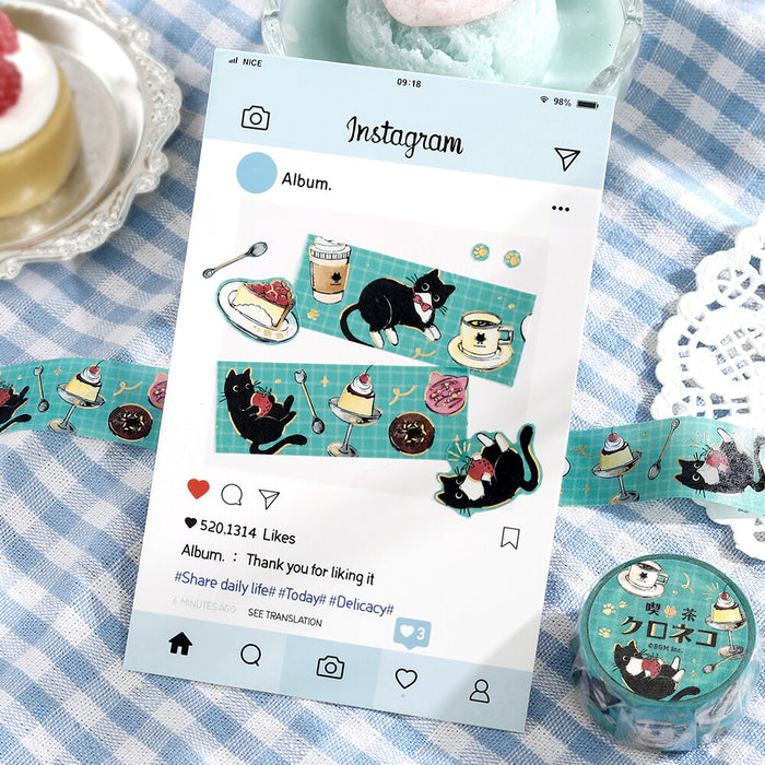 BGM 'Cafe Kuroneko' Foil Washi Tape - Cafe Stroll