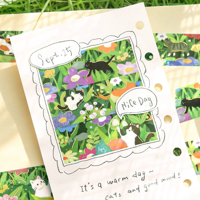 BGM 'The Cat's Journey' Foil Washi Tape - A Flowering Meadow