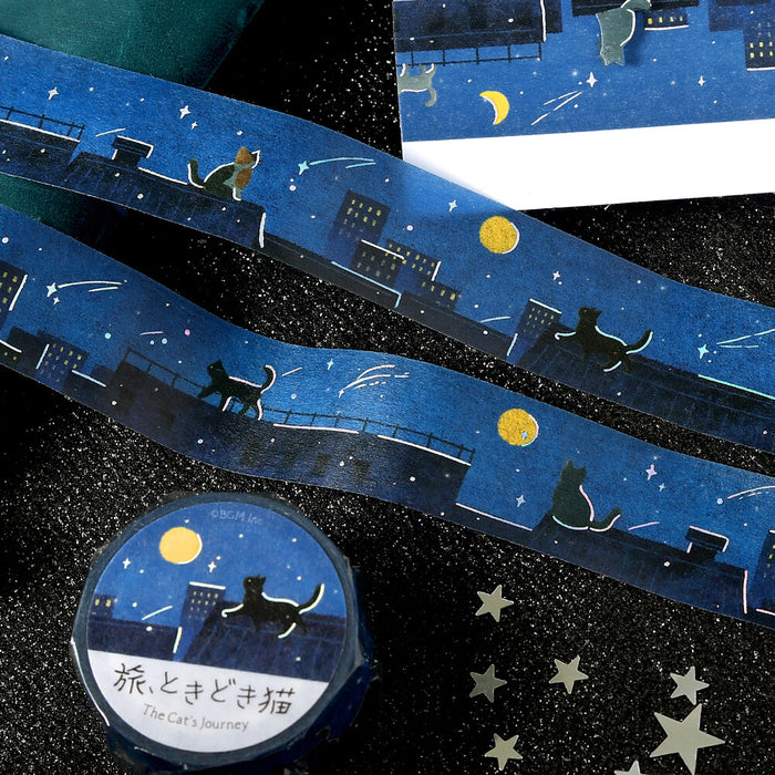 BGM 'The Cat's Journey' Foil Washi Tape - A Late Night When Stars Fall