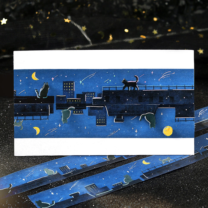 BGM 'The Cat's Journey' Foil Washi Tape - A Late Night When Stars Fall
