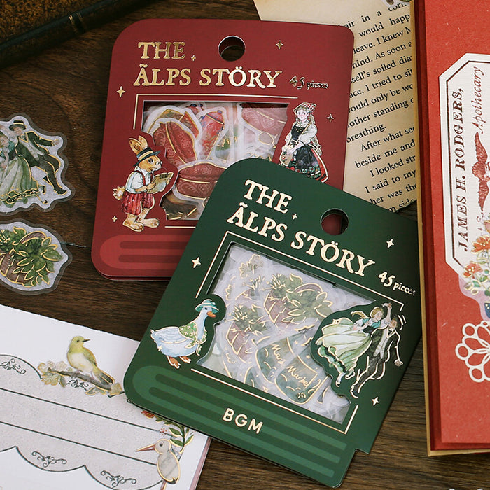 BGM 'Alps Story' Washi Paper Deco Stickers - Red
