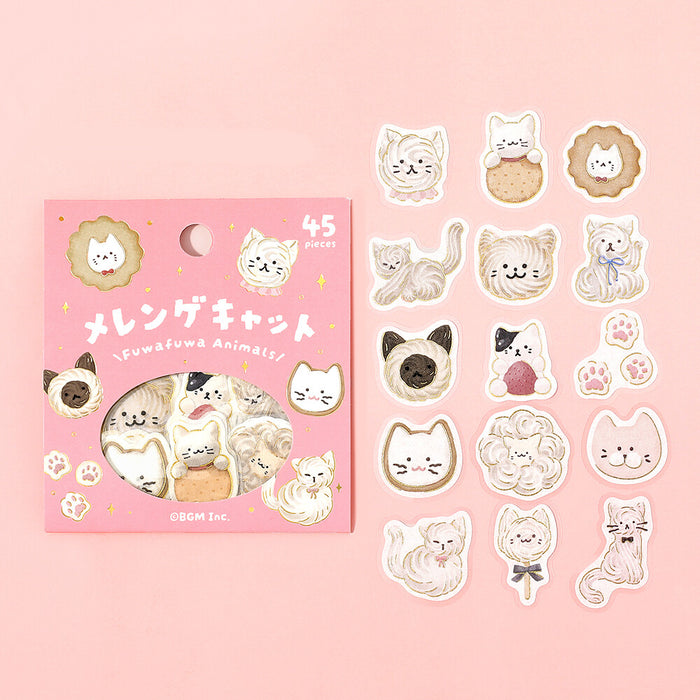 BGM 'Fluffy Animals' Series Washi Paper Deco Stickers - Meringue Cat