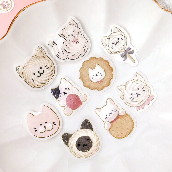 BGM 'Fluffy Animals' Series Washi Paper Deco Stickers - Meringue Cat