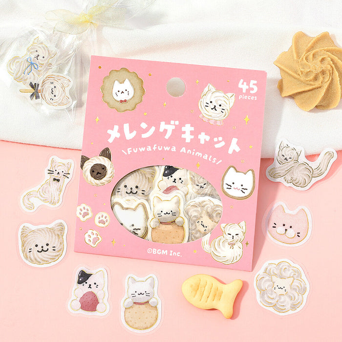BGM 'Fluffy Animals' Series Washi Paper Deco Stickers - Meringue Cat