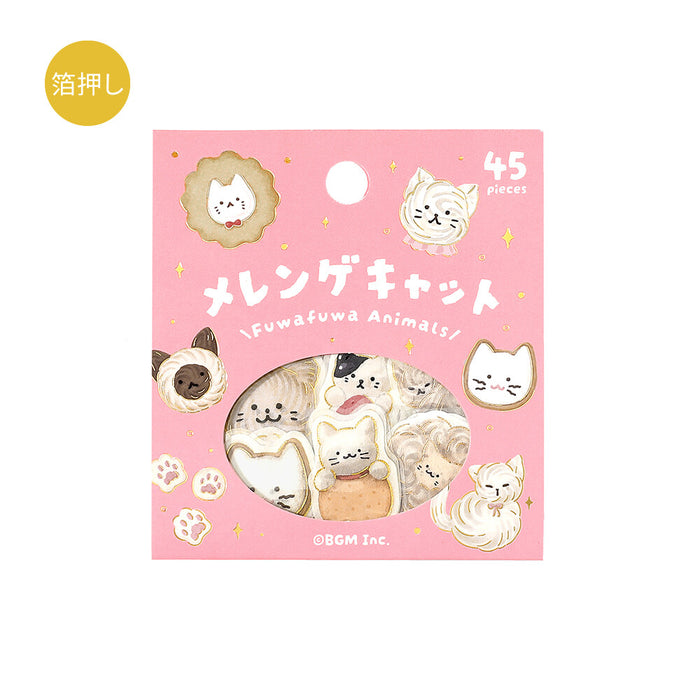 BGM 'Fluffy Animals' Series Washi Paper Deco Stickers - Meringue Cat