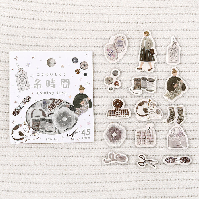 BGM 'Maiden's Moment' Series Washi Paper Deco Stickers - Knitting Time