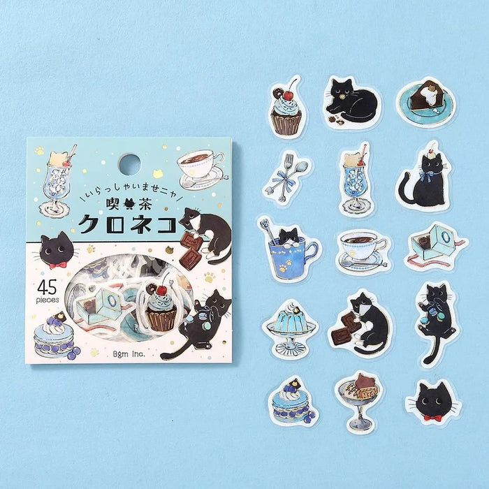 BGM 'Welcome, Meow!' Washi Paper Deco Stickers - Cafe Kuroneko