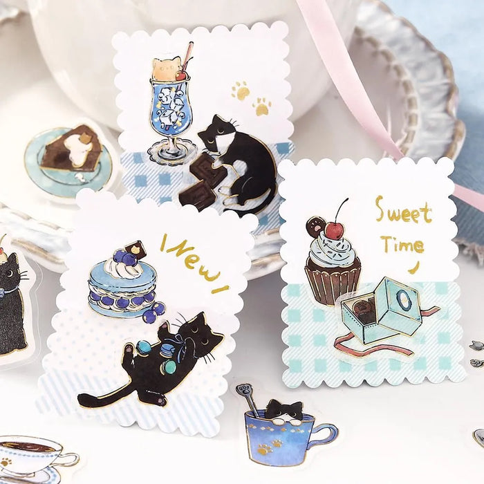 BGM 'Welcome, Meow!' Washi Paper Deco Stickers - Cafe Kuroneko