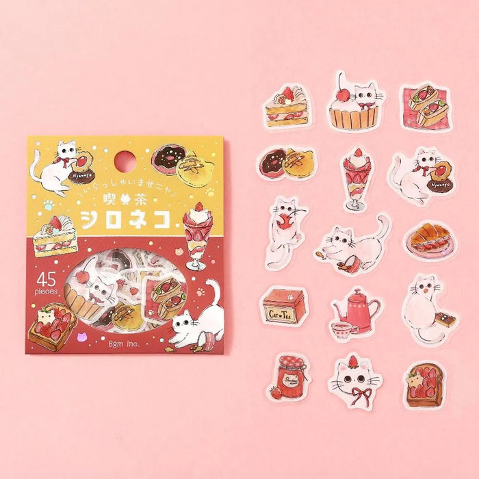 BGM 'Welcome, Meow!' Washi Paper Deco Stickers - Cafe Shiro-Neko