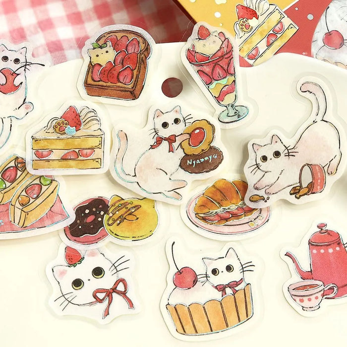 BGM 'Welcome, Meow!' Washi Paper Deco Stickers - Cafe Shiro-Neko