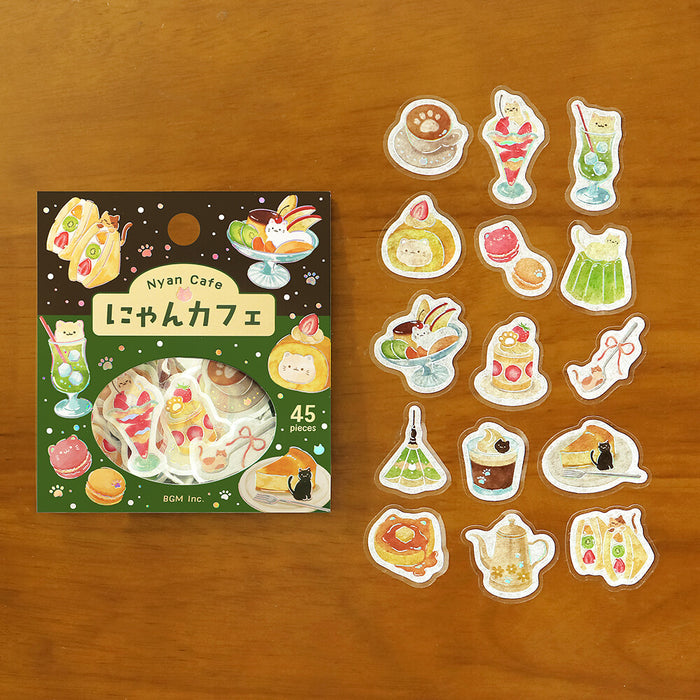 BGM 'Let's Eat, Meow!' Washi Paper Deco Stickers - Nyan Cafe