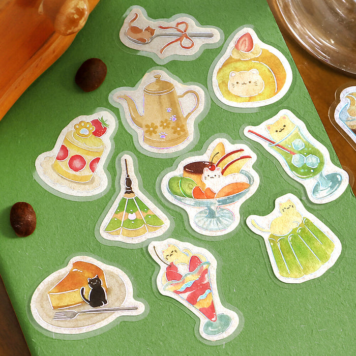 BGM 'Let's Eat, Meow!' Washi Paper Deco Stickers - Nyan Cafe
