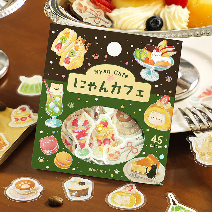 BGM 'Let's Eat, Meow!' Washi Paper Deco Stickers - Nyan Cafe